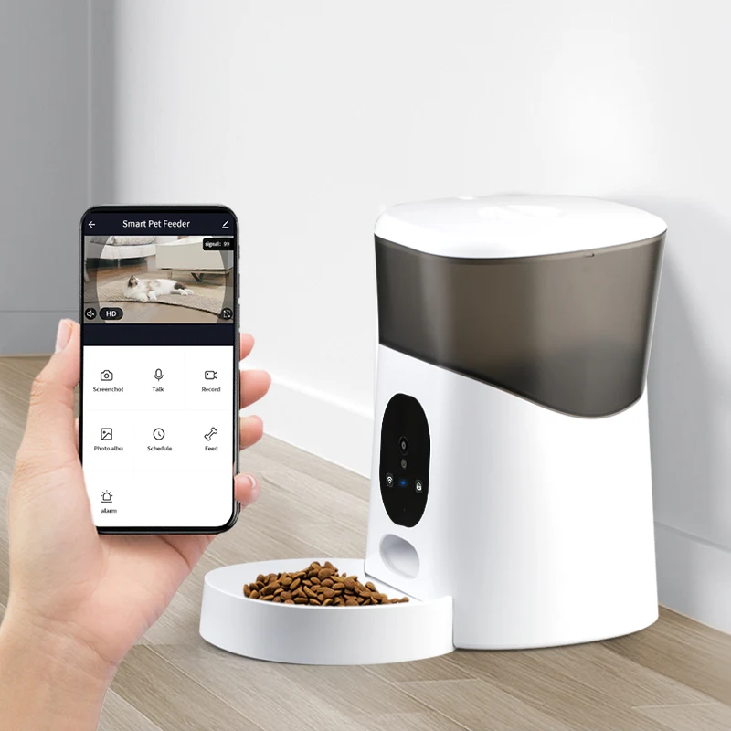 
 Wifi Connect Cell Phone APP Remote Operate Auto Cat Dog  Feeder Smart Pet Feeder with Camera  