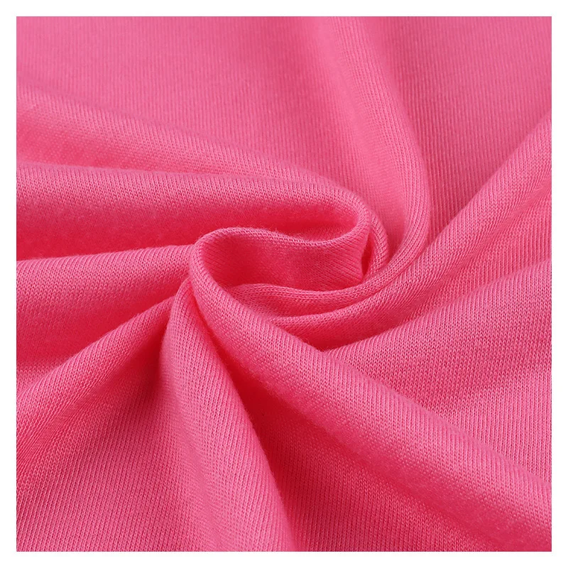 stock lot in China 100% polyester Plain dyed jersey fabric per meter 100%poly single jersey knitted fabric for lining