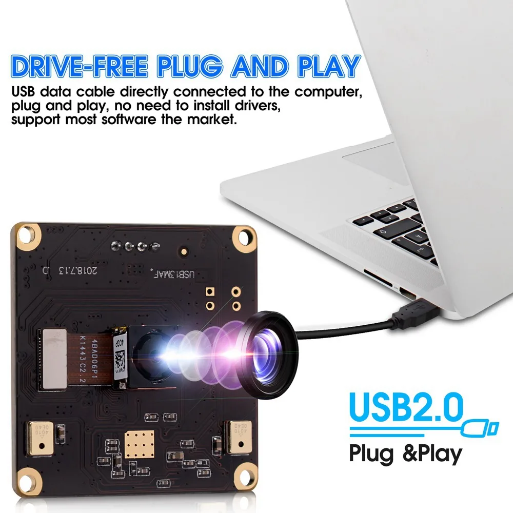 ELP High Definition 13MP No Distortion CMOS IMX214 USB2.0 Mini HD Color Webcam Auto Focus USB Camera Module With Microphone