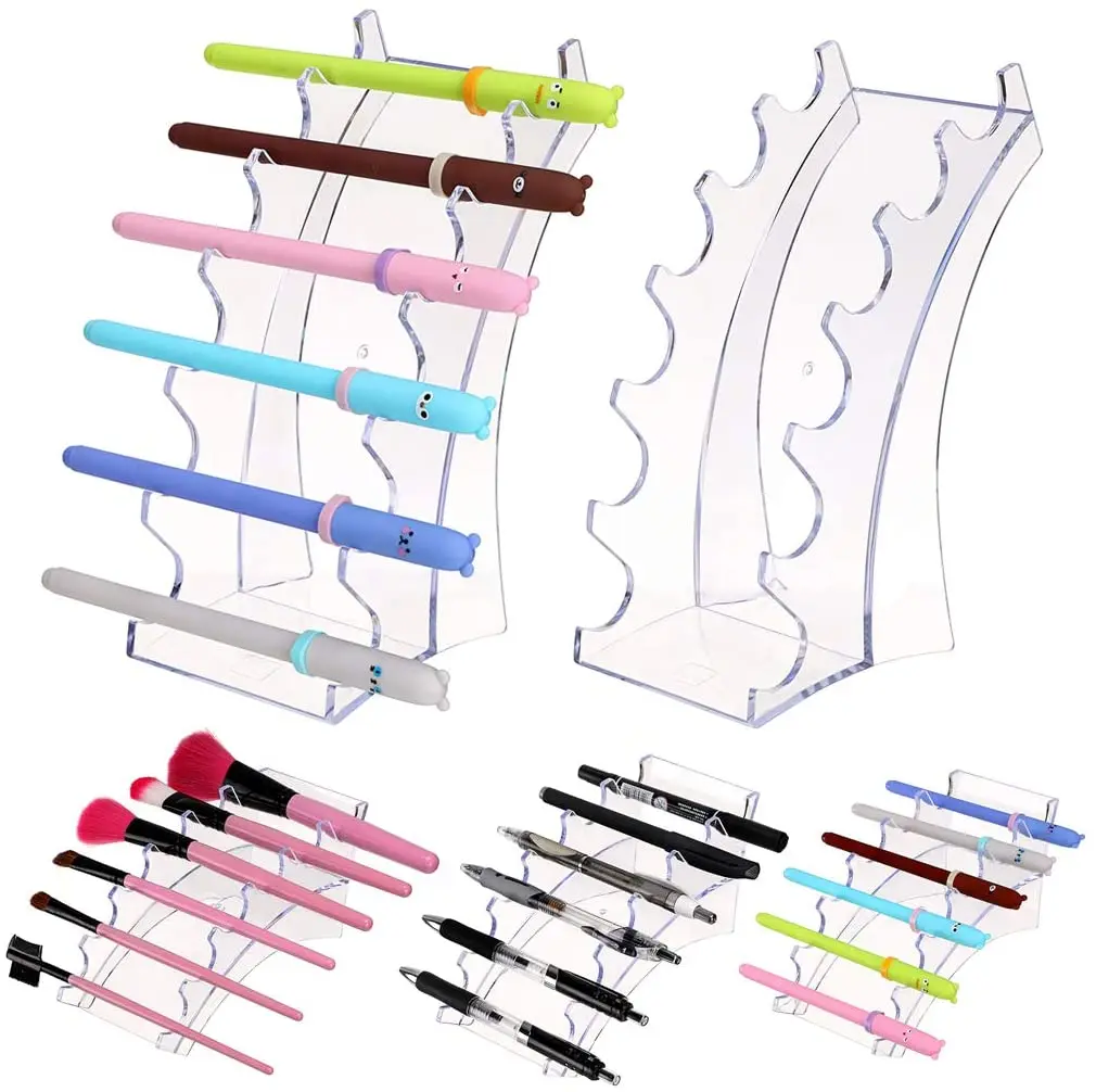 Acrylic Pen Holder Display Stand Clear Makeup Brush Rack Organizer Holder