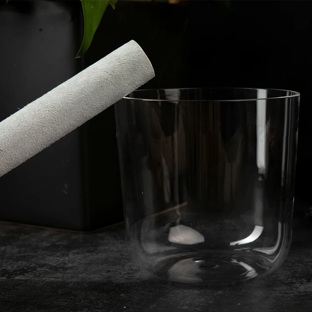 chakra therapy sound healing clear crystal singing  bowl with pattern , customer design