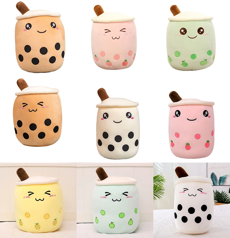 2022 Drop Shipping Bubble Boba Peluches Boba Tea Plushie Toy Milk Tea Pearl Cup Plush Pillow Stuffed Boba Plush