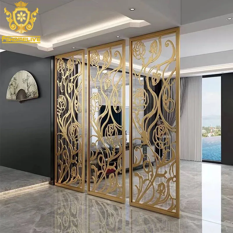 Luxury Metal Panel Decorative Gold Interior Room Divider screen Stainless Steel metal Partition