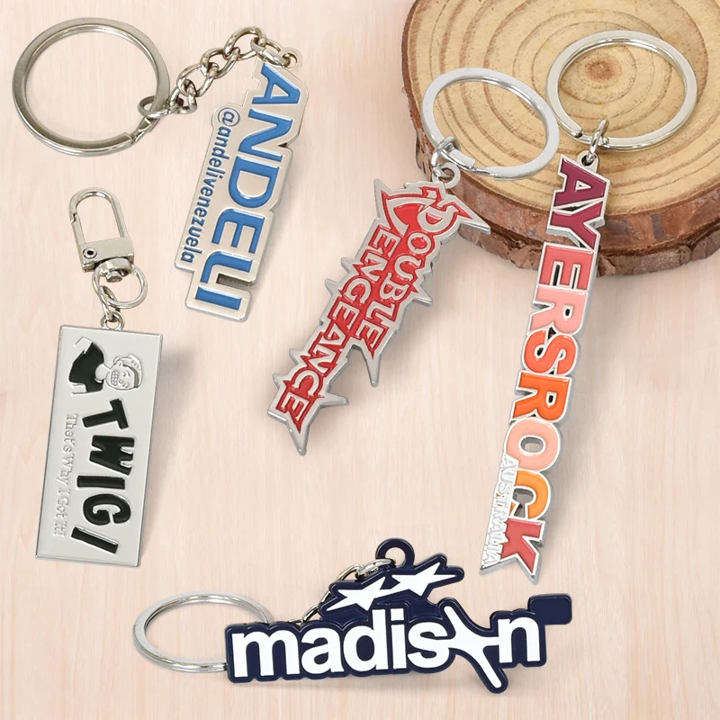 Promotion Manufacturer Custom 2D 3D Letter Cartoon Rotating Keyring Hard Enamel Heart Shape Metal Keychain