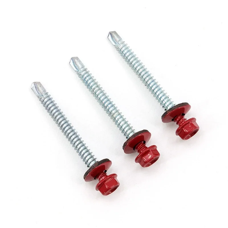 Russia market RAL 8017, 8019, 3005, 6005, 9005 Washer Head Self-Drilling screws with EPDM Washer DIN7504K