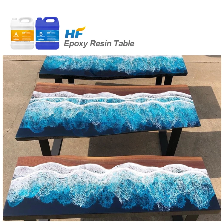 
HF China Manufacture Food Safe Clear Color Epoxy Coating For Wood Table 