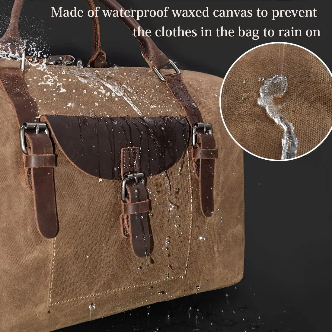 Premium Waterproof Canvas Genuine Leather Weekend bag Weekender Overnight Carryon Hand Bag Travel Duffel Bag