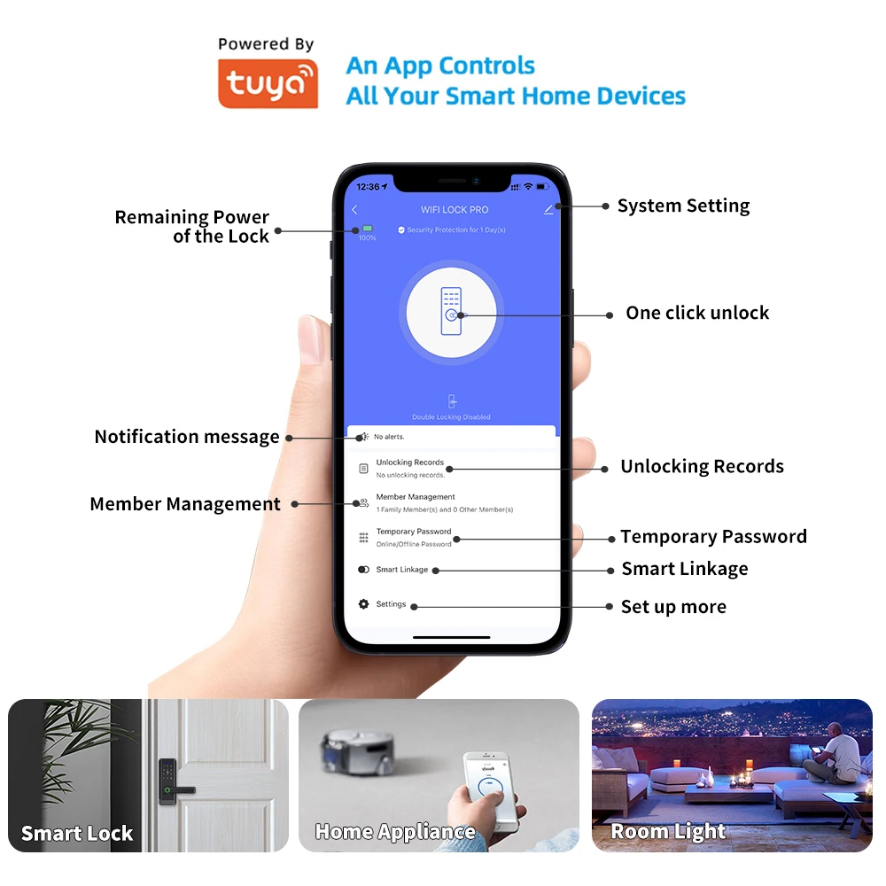 SMARTEK 2022 Newest A233 Smart App Fingerprint Digital Code Card Locks Electronic Waterproof Mortise Wi-Fi Smart Tuya Door Lock