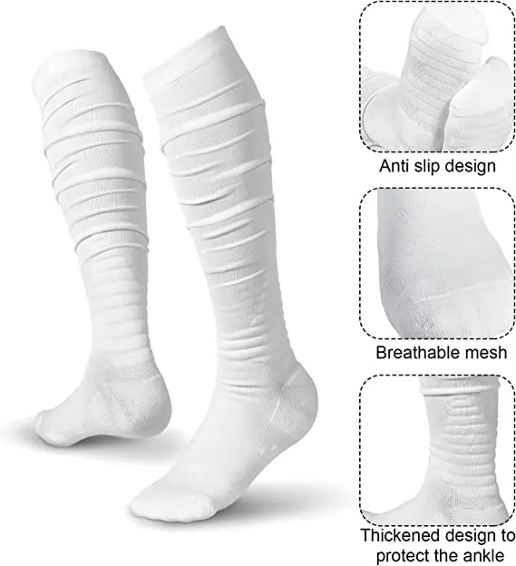 Non Slip Men Football Socks Extra Long Soccer Over Knee Athletic Compression Football Scrunch Socks