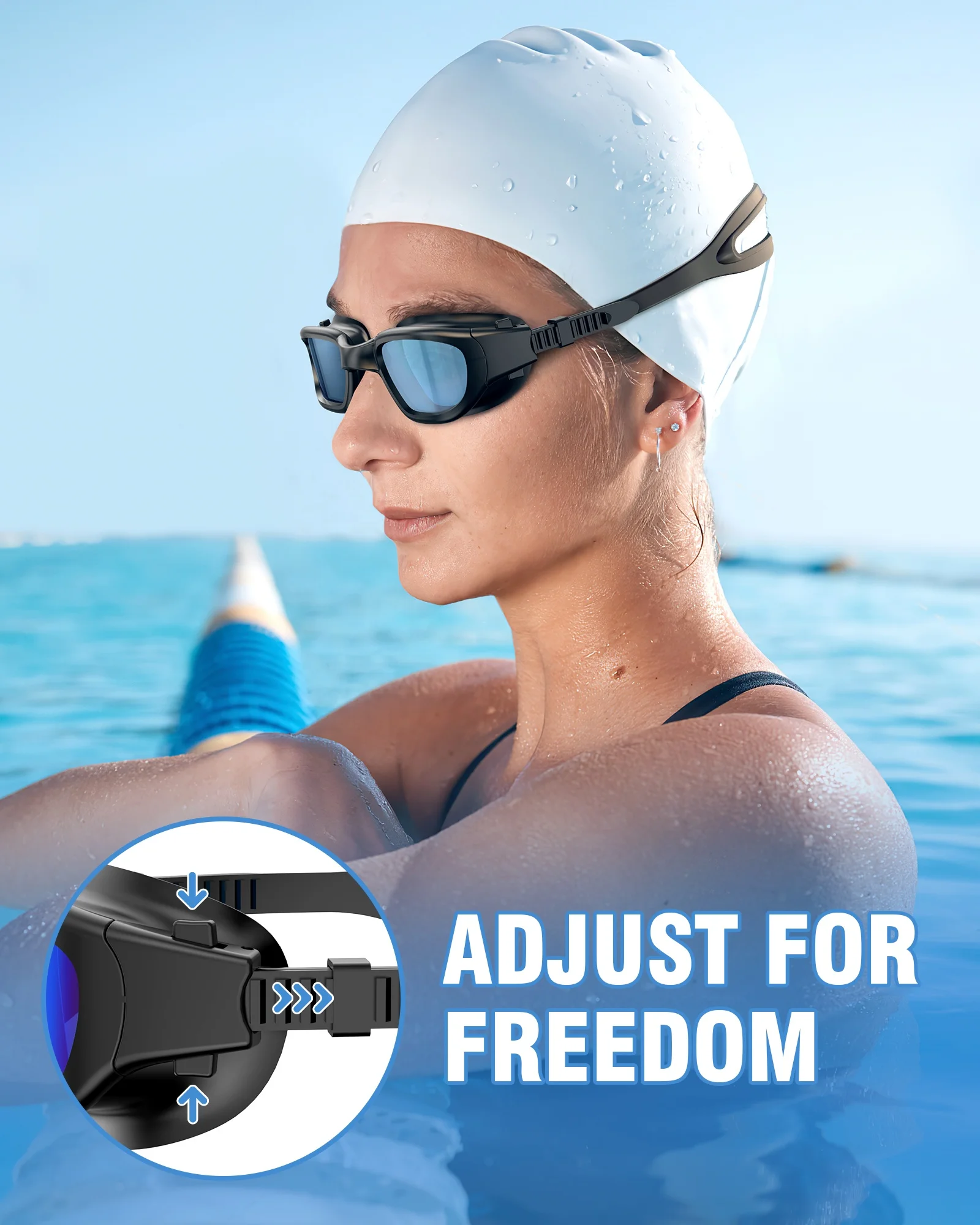 Fashionable Sports Flexible Nose Bridge Swimming Goggles UV Protection Layer Adjustable Non-Slip Silicone Strap Swim Goggles