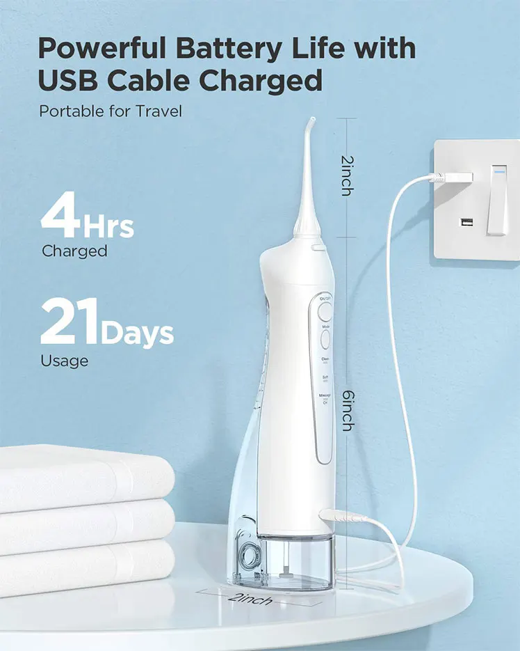 OEM 300ml Electric Oral Irrigator Teeth Cleaning Cordless Travel Water Pick Dental flosser with Bag Portable Water Flosser