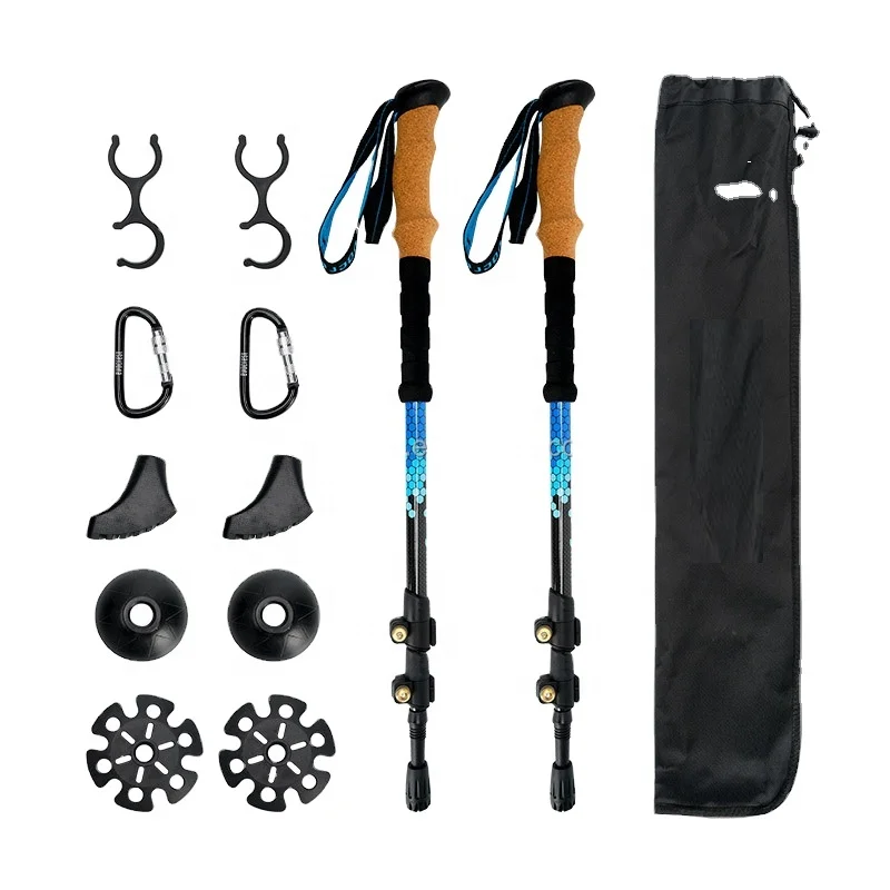 NASDA Ultralight 7075 Aluminum Telescopic Nordic Walking Hiking Trekking Poles / Sticks with Cork Handle