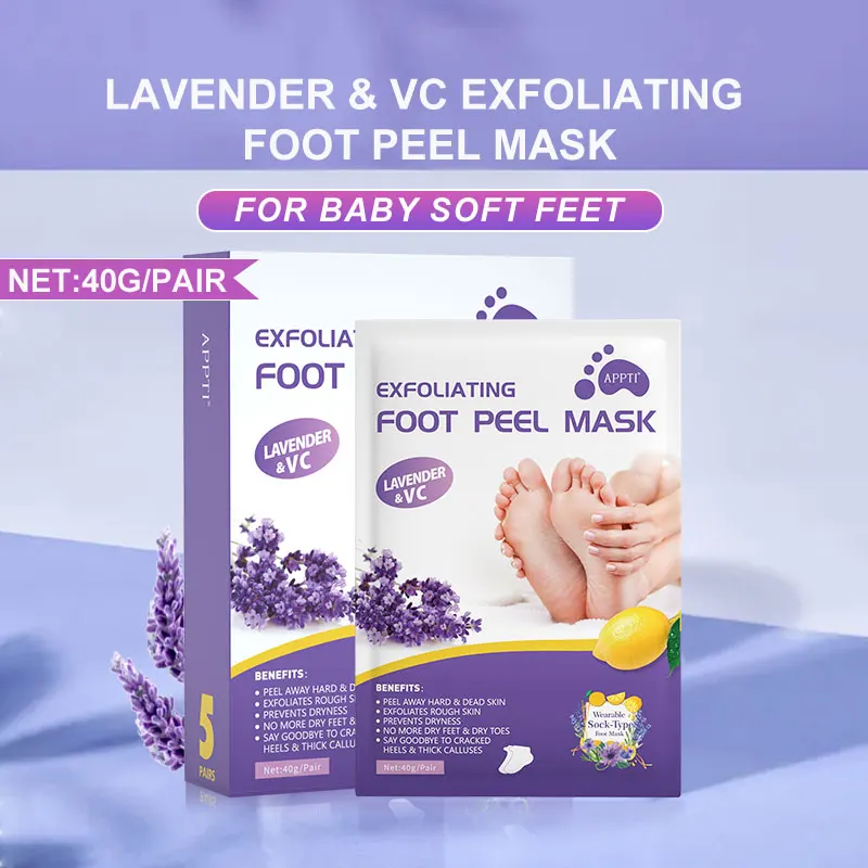 Lavender Moisturizing Removal Calluses Crack Heel Exfoliating Sock Foot Masking Peel For Pedicure Feet Spa Peeling Mask