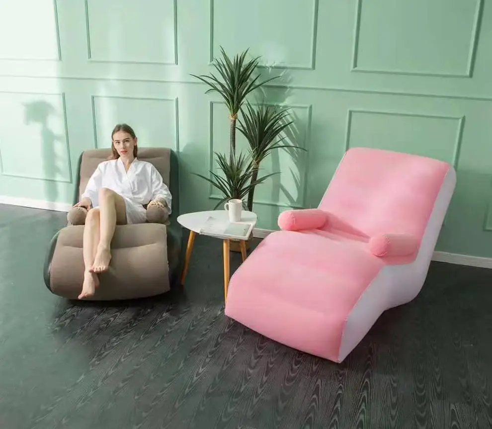 New Inflatable Lazy Sofa Outdoor Flocking Chair Portable Lunch Break Bed S-shaped Recliner Furniture Couch
