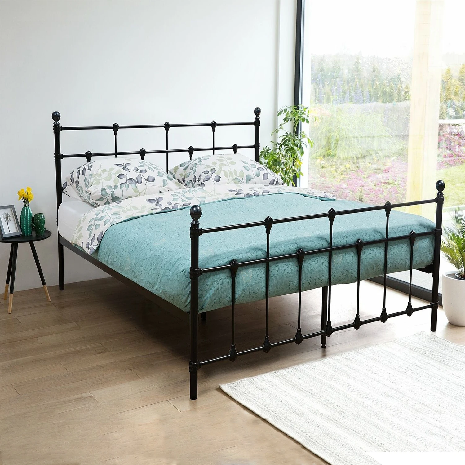 Kainice Vintage Victorian Style Sprung Slatted Double & King Sizes Brushed Brass Castings Metal Bed Frame