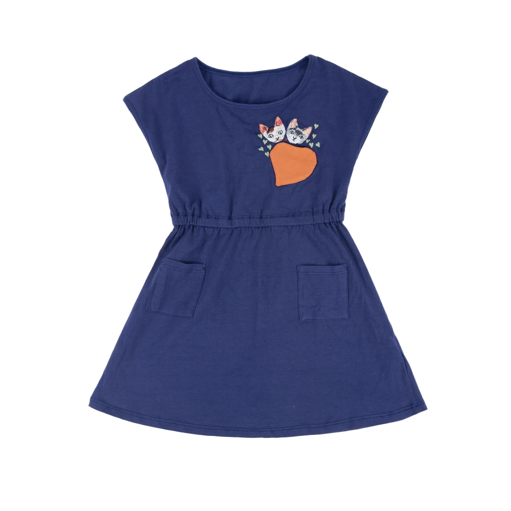 
100% Cotton Baby Girls Summer Toddler Soft Dress Embroidered Sleeveless Kids Midi Dresses 