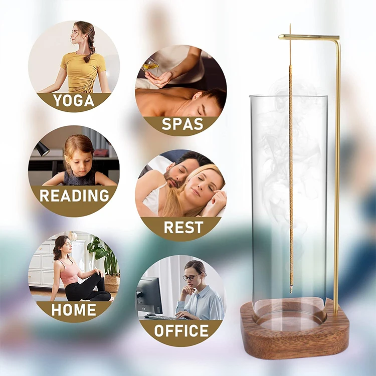 Incense Holder with Removable Glass Ash Catcher Mess-Free Incense Burner Holder, Incense Stick Holder for Home Decor Yoga Spa