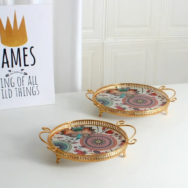 2024 New Arrival Bohemia Gold Metal Frame Vanity Serving Tray For Display
