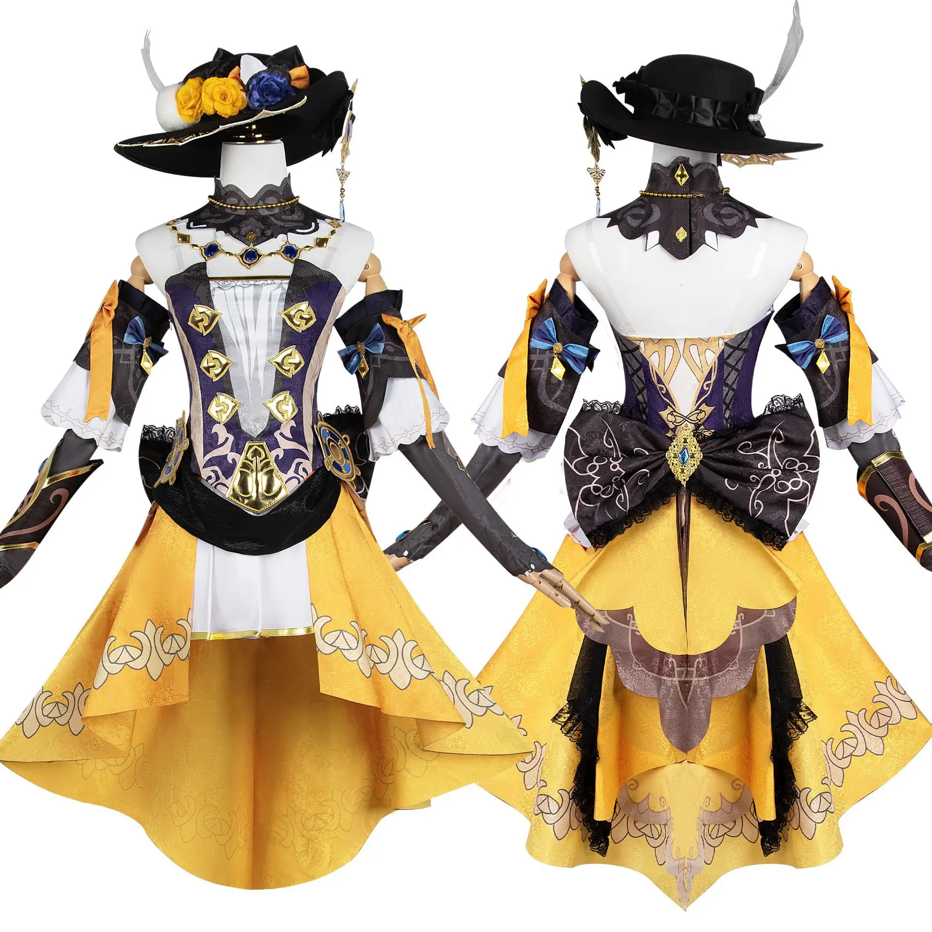 Anime  Genshin Impact Navia Cosplay  Costume Full Set With Hat Fontaine Navia Cosplay Shoes Dress Outfit Uniform