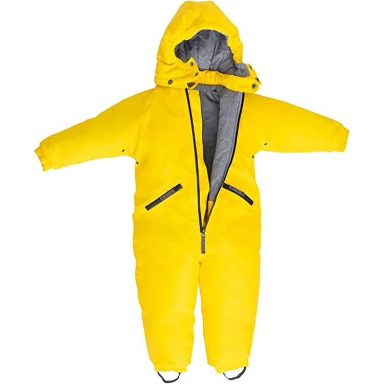 One Piece Hooded Zip Jumpsuit Snow Suit Ski Clothes Overall Kid Hiking Waterproof Jacket For Winter Outdoor Sport