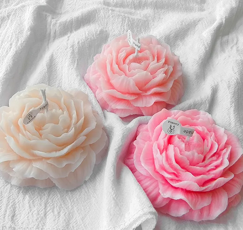 DIY 3D Peony Shape Silicone Molds Soap Moulds Silicone Flower Candle Mold for Candle Making Large Small Size