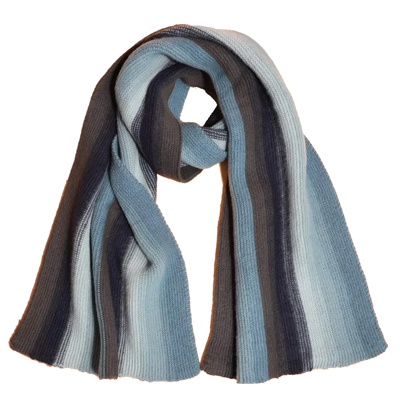 Factory direct fashion winter thickened cashmere Knitted scarf unisex Korean Style Rainbow Striped Men Shawl Pashmina