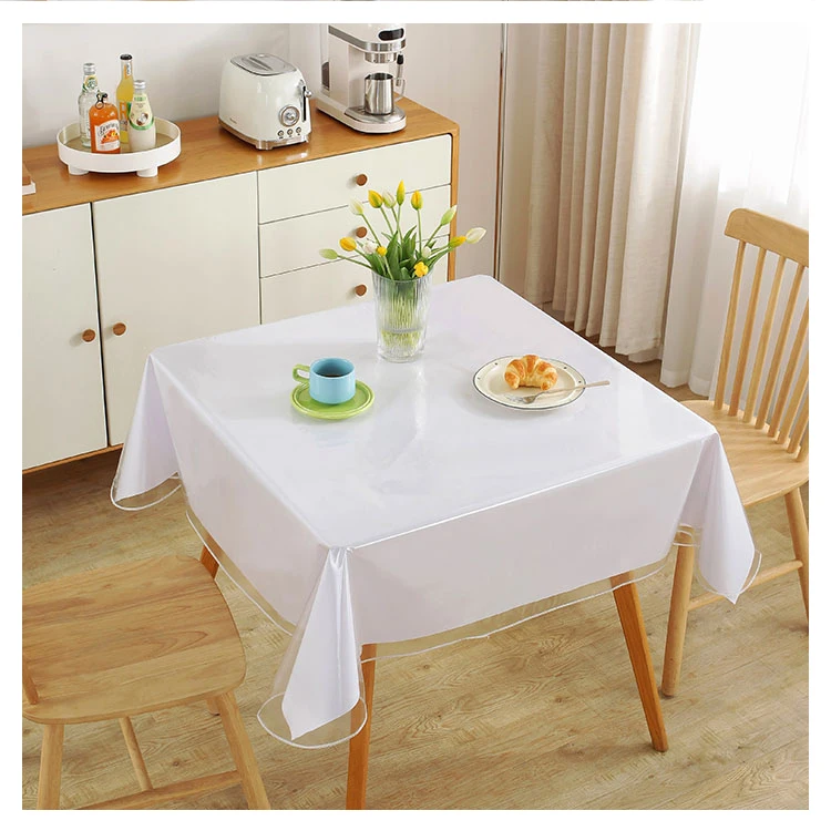 Customized Pvc Waterproof Oil Soft Film Clear Coffee Table Cover Desk Protector Pvc Tablecloth