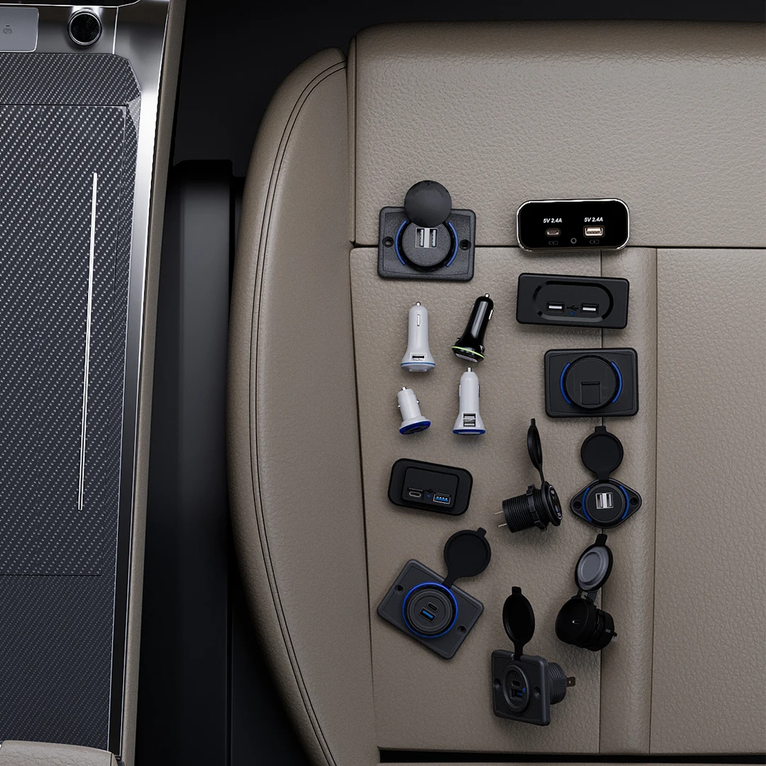 Universal 12V 24V Car Charger QC3.0 + USB Type C PD Charger with Voltmeter