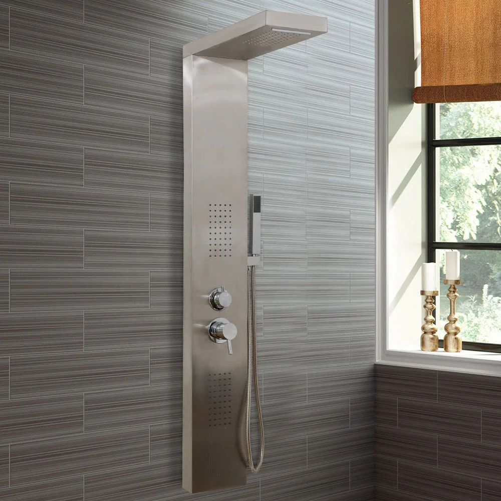 Modern 304 Stainless Steel Shower Panel  Chromed Wall Mounted Multifunctional Spa Waterfall  Shower Set Gold Black Orb Color