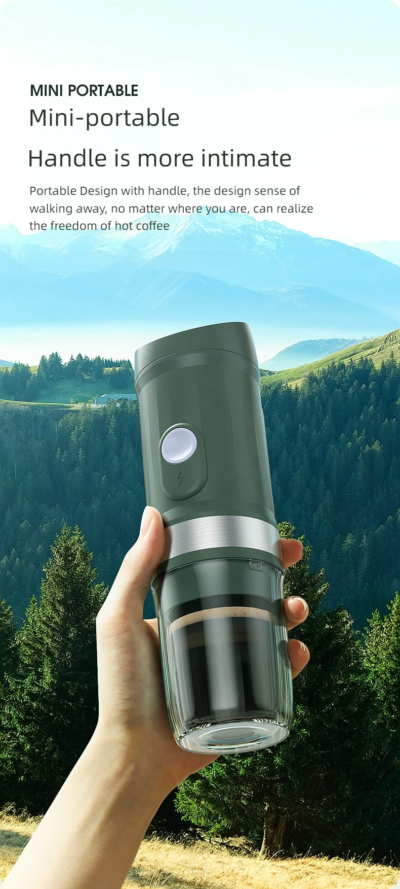 Portable USB-Powered Stainless Steel Heated Capsule Coffee Maker Semi-Automatic with Hot Water System for Cars Household Use