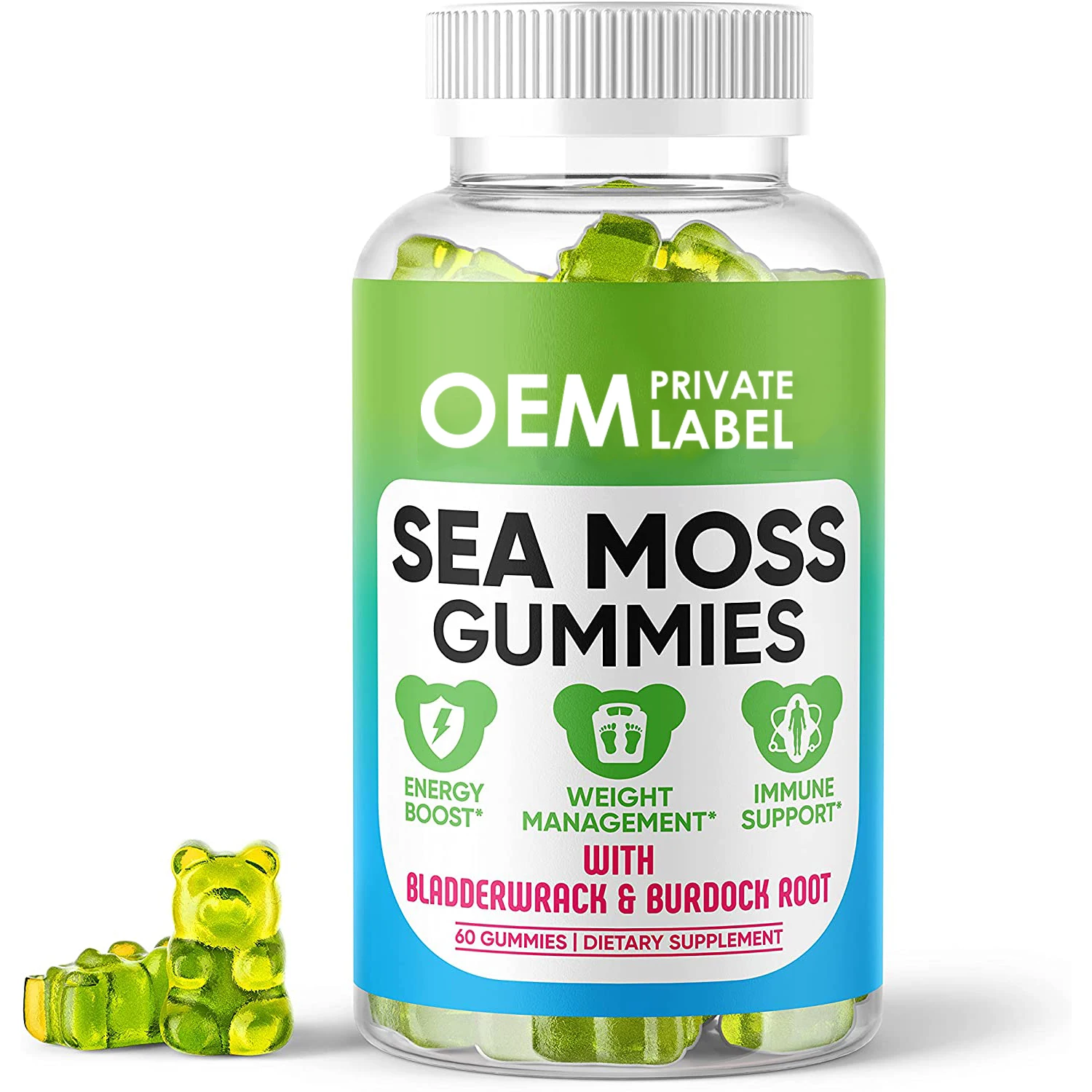 OEM customize Sea Moss Gummies private label Supplement irish Seamoss Gummies Vegan Bears 100% Natural Organic Sea Moss Gummies