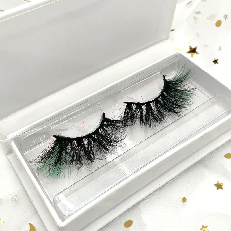 Wholesale fluffy 5d human mink lashes high quality handmade color mink lashes with boxes custom packaging