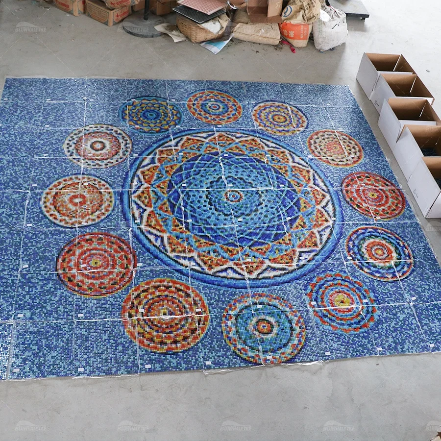 Factory Direct Supply Hotel Spa Building Materials Wall Decoration Glass Mosaic Art Tiles Swimming Pool