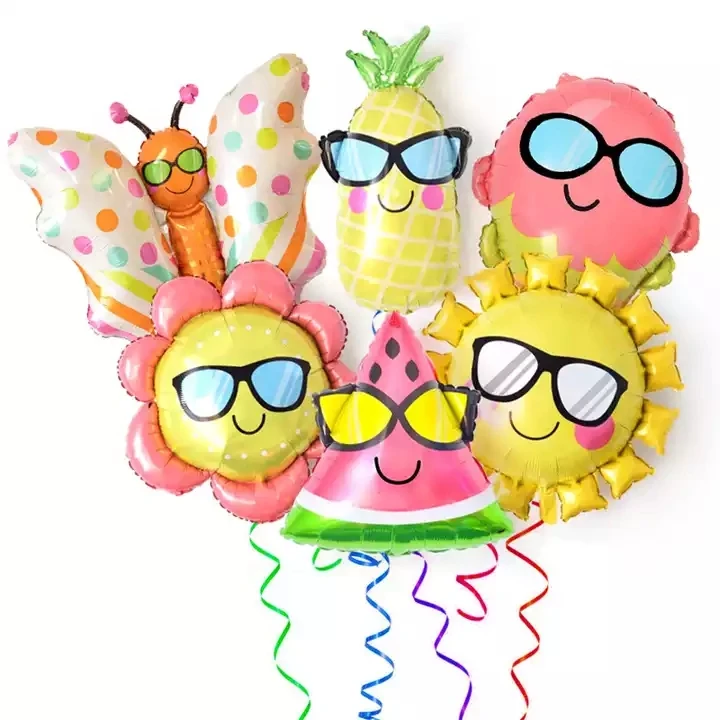 Summer glasses balloon sunflower ice cream butterfly watermelon pineapple parti decor foil balloon  wholesale kids toys