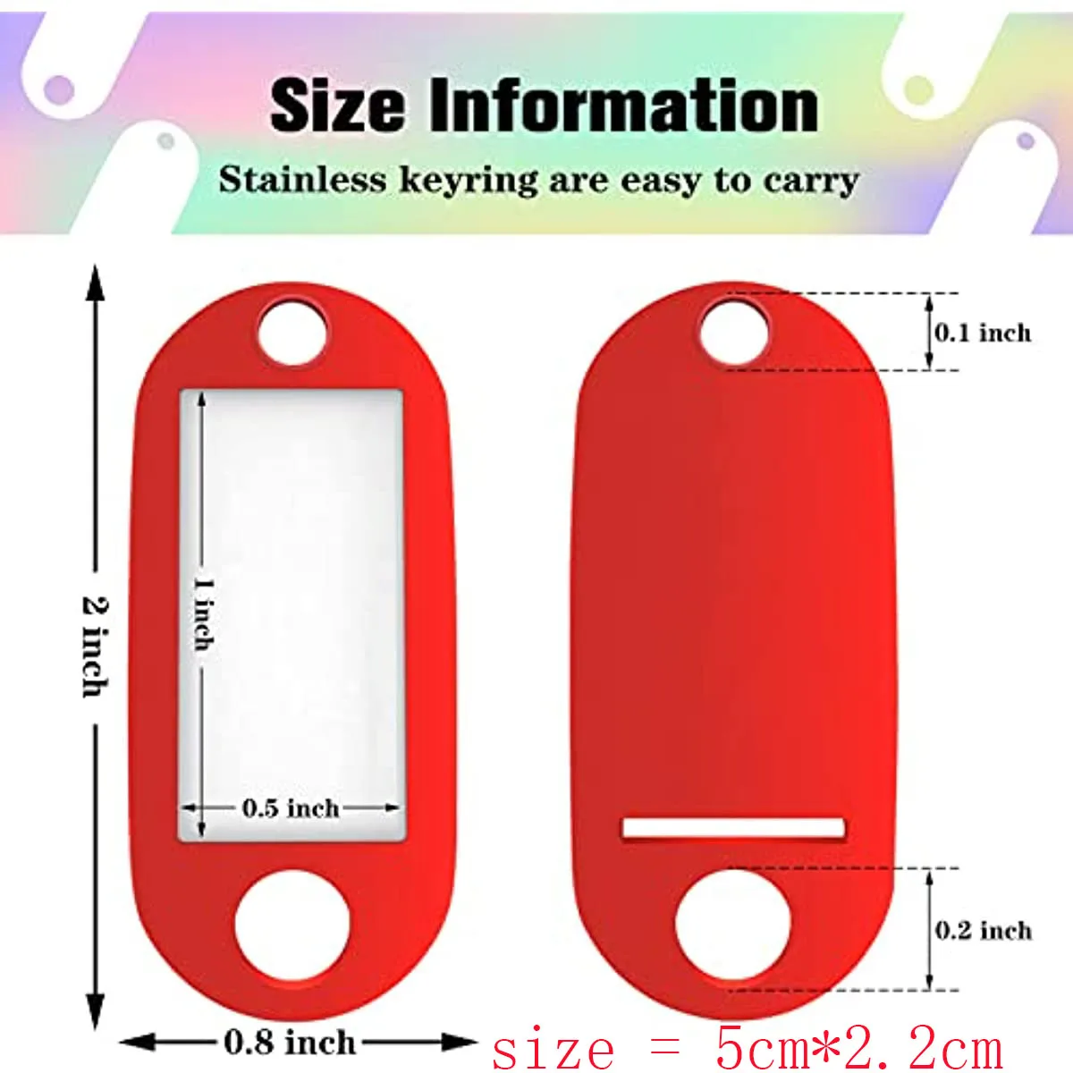 Plastic 10 Assorted Colors Keychain Tags With Labels Identifiers Id Tags With Split Ring Luggage Key Tag Keychains Accessories