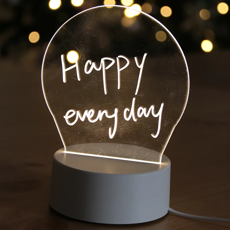 Creative Custom Rectangle Round Square Heart Shaped Blank Acrylic Display Plate Sheet for DIY Writing Message Board 3D LED Lamp