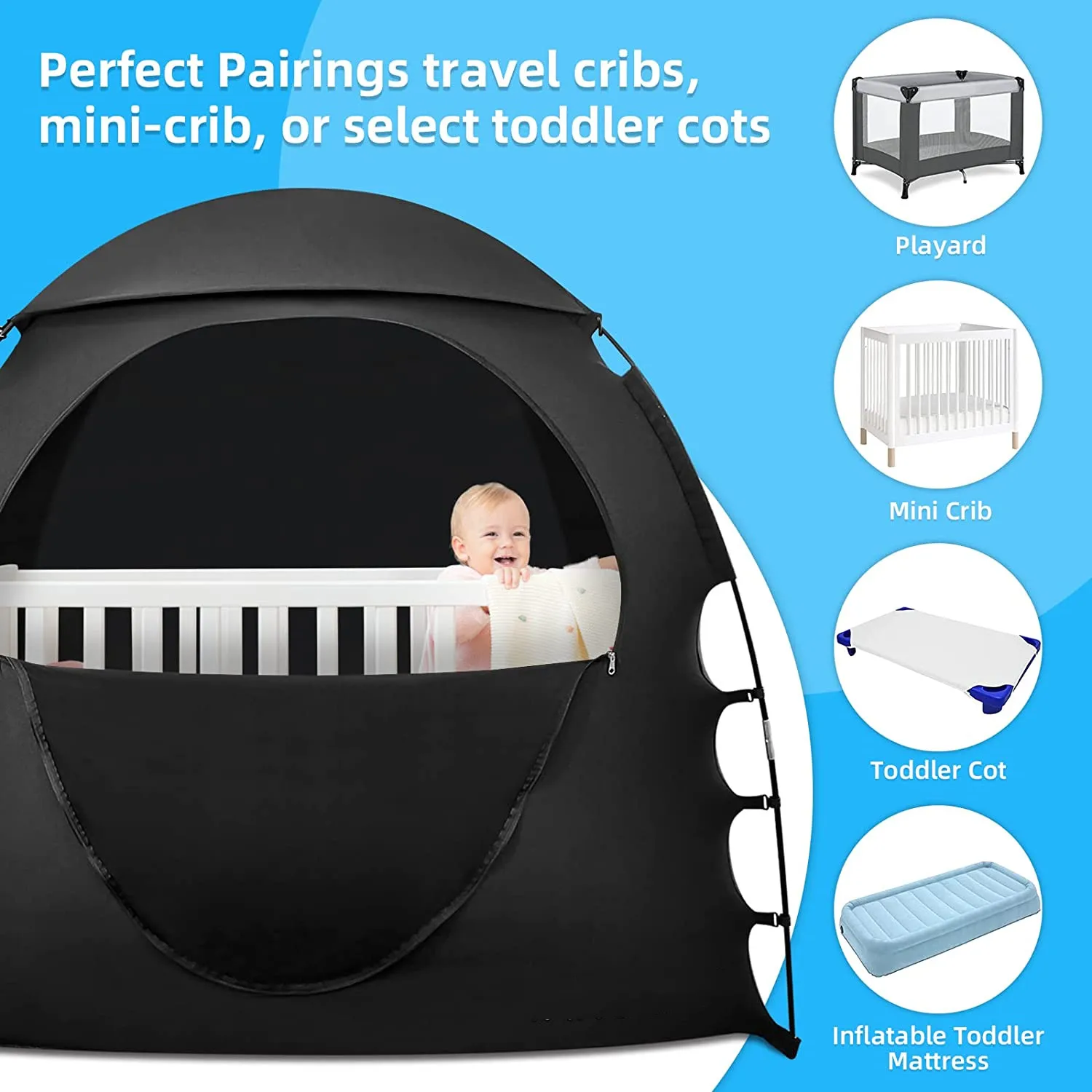 Pack N Play Blackout Cover Baby Crib Tent Canopy And Portable Privacy Sleep Pod Tent