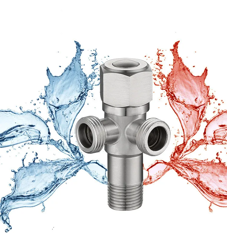 Thickened 304 Stainless Steel Angle Valve 3 Way Corner Valve Water Heater Check Valve