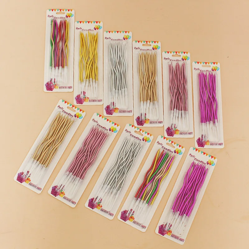 Hot Selling Factory outlet Happy Birthday Sprial 12pcs per pack Cake Candles Cake Decorating Supplies