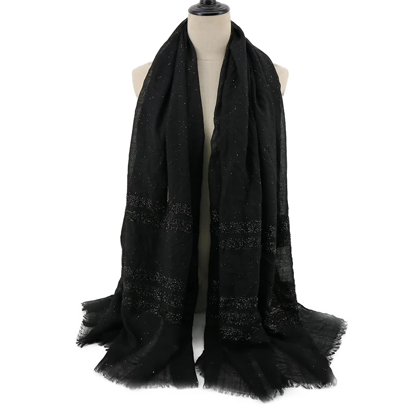 
Wholesale high quality striped 100% coarse melange cotton headscarf cotton viscose muslim women headscarf 