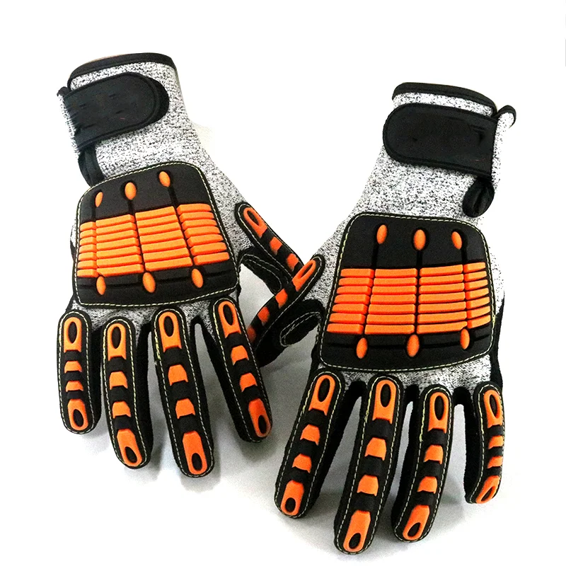 Impact Heavy Duty Working Gloves Sandy Nitrile Grip Cut Resistant Glove TPR Anti Vibration Safety for Oilfield Gas