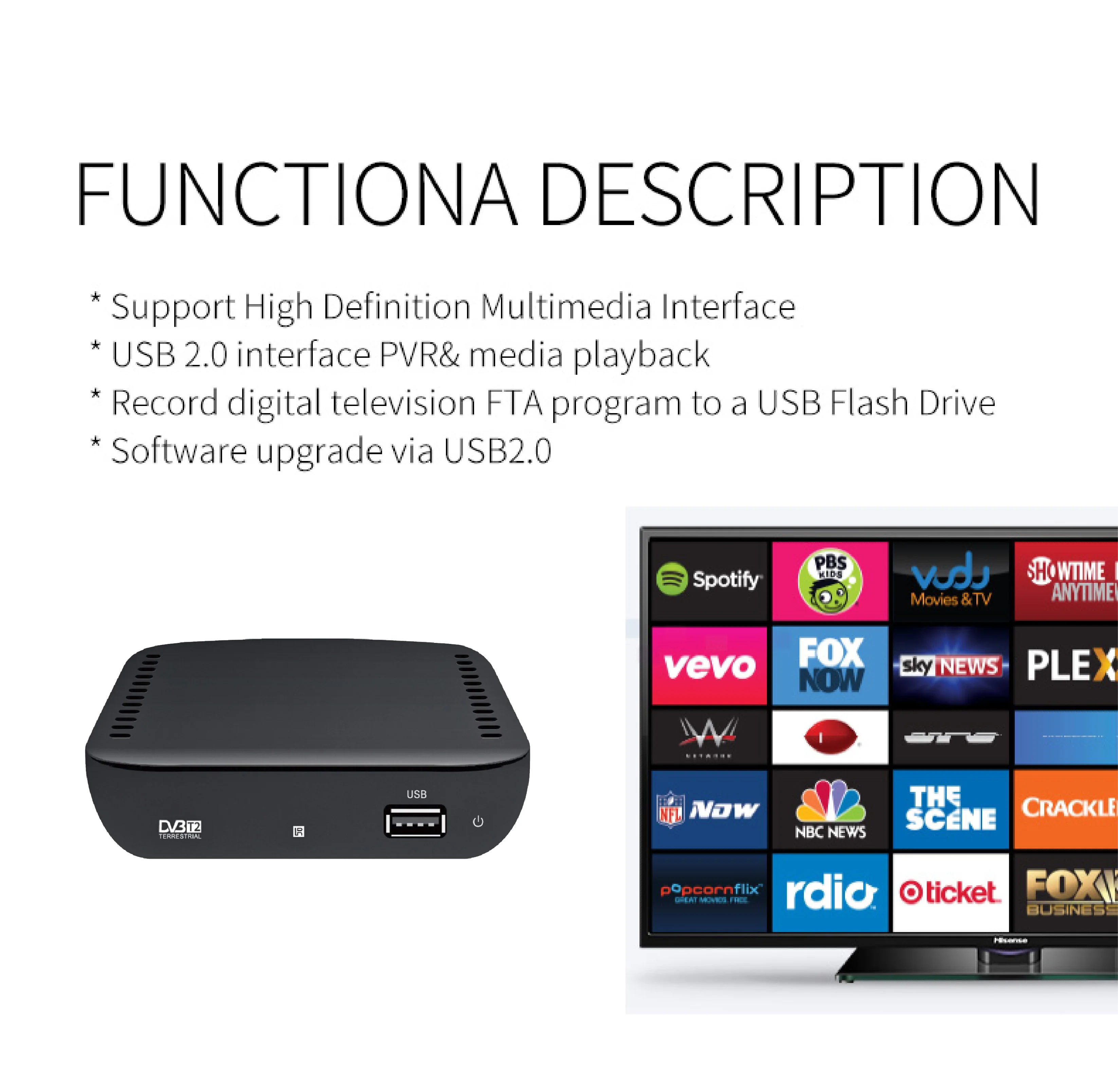 1080P Free to air full hd dvbt2 set top box tv receiver dvb-t2 tv receiver tv decoder set-top box