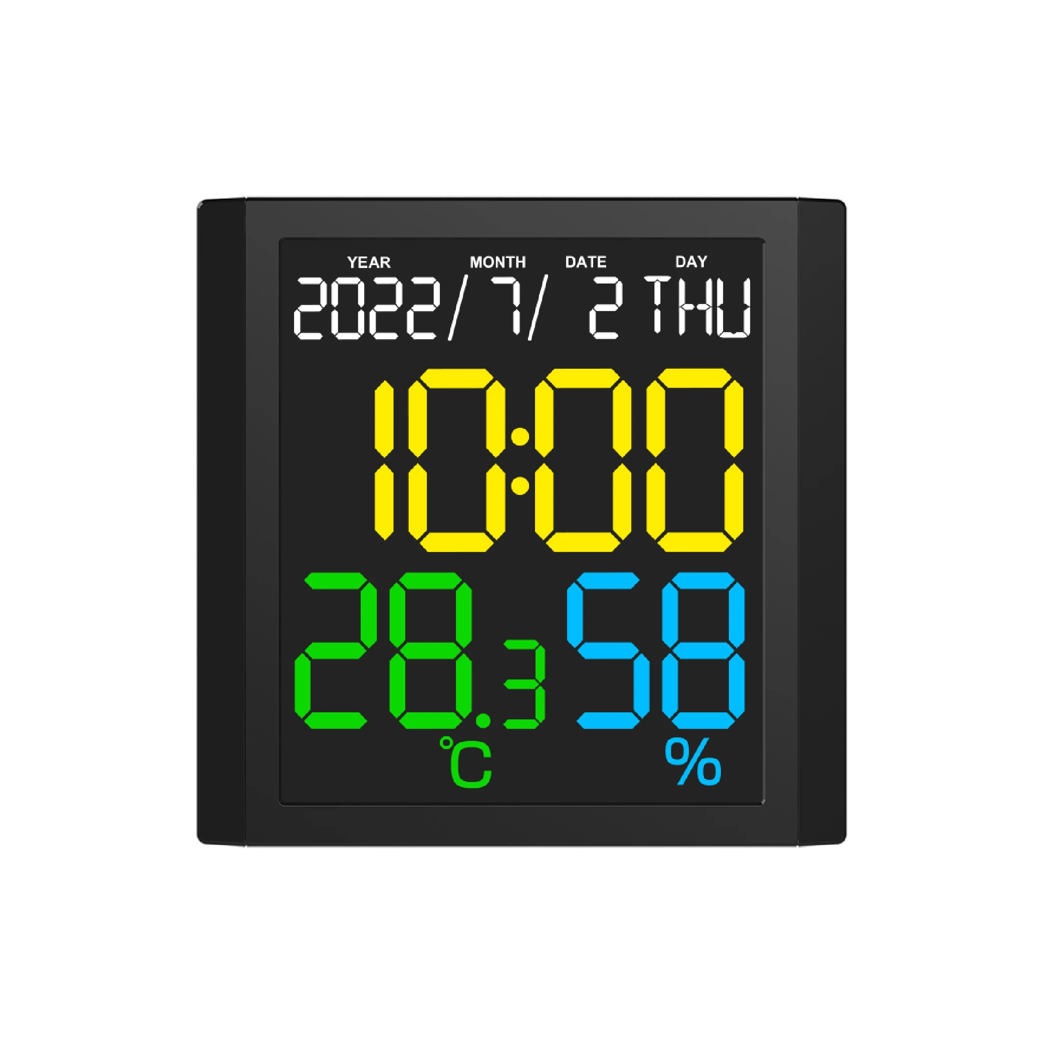 EWETIME Big Screen Wall Clock Table Clock Decoration with Calendar Thermometer and Hygrometer LED Display