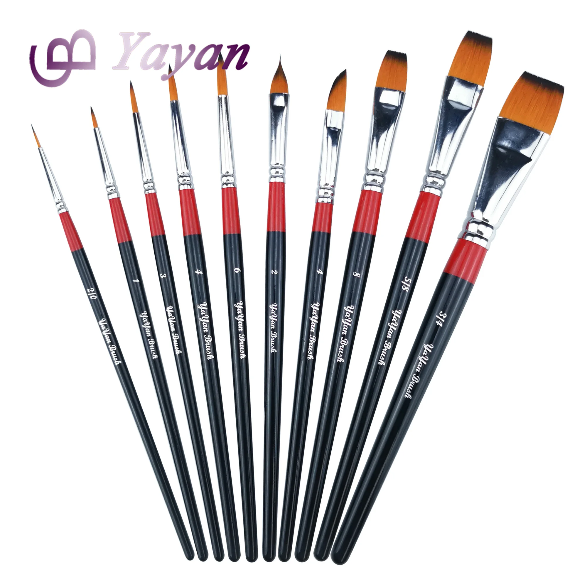 10 pcs Watercolor Paint Brush Set  Professional Water Color Brushes for Artist Painting With nylon hair wood handle