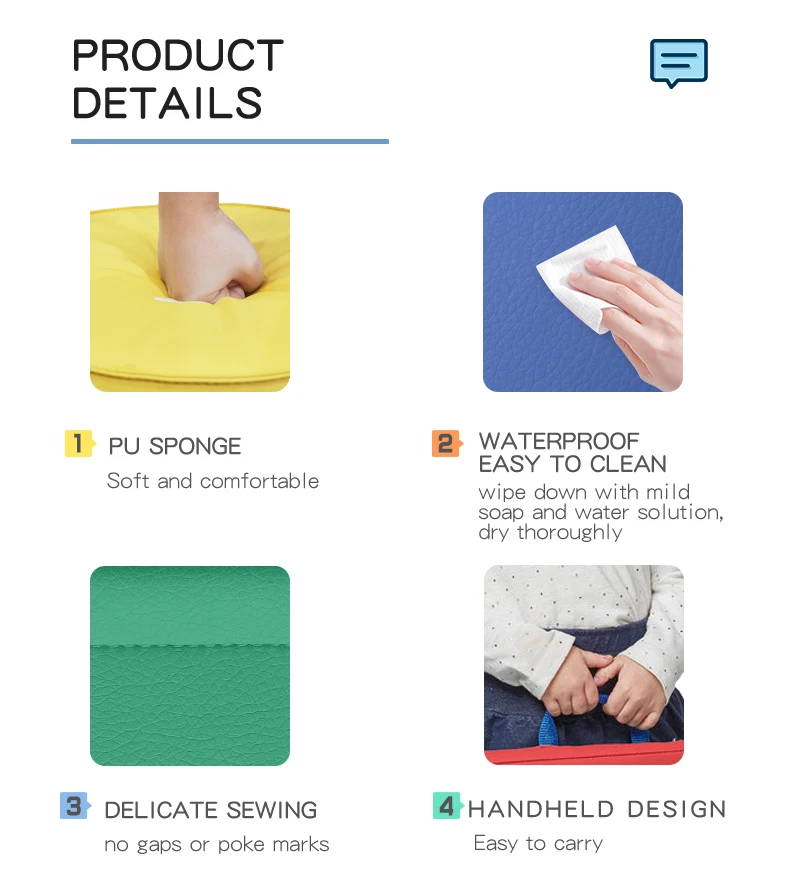 Custom-Made 13.5 Inches Waterproof PU Leather Circle Seat Cushions Kids Floor Mats for Kindergarten Nursery School