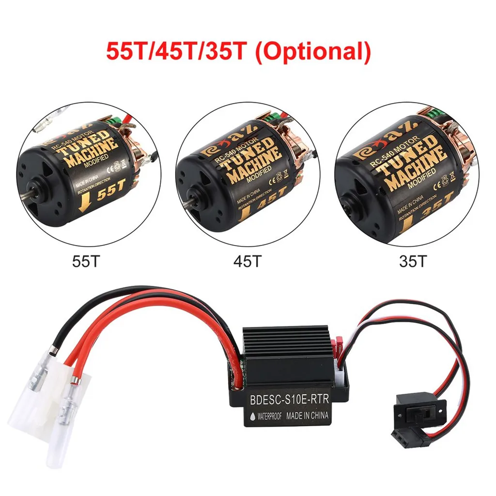 540 55T Brushed Motor with 60A ESC BEC Combo for 1/10 Traxxas Hsp Redcat Rc4wd Tamiya Axial scx10 D90 HPI Rock Crawler