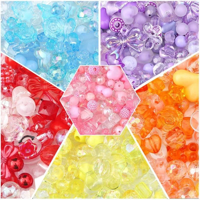 Retro Baroque for Bead Hair Tie Handmade Beaded Keychains DIY Hair Accessories Mixed Acrylic Beads