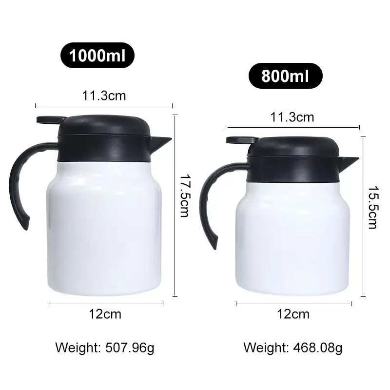 New style sublimation coffee pot teapot 316 stainless steel 800ml 1000ml custom logo for gift coffeemaker stew pot thermal
