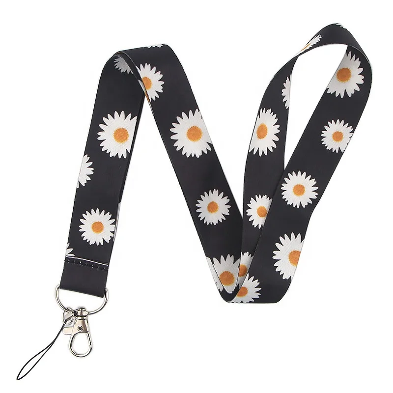 Factory Providers Cartoon Fresh Daisy Custom Printing Lanyard Sublimation Polyester Lanyard Key Chains With Phone Cord