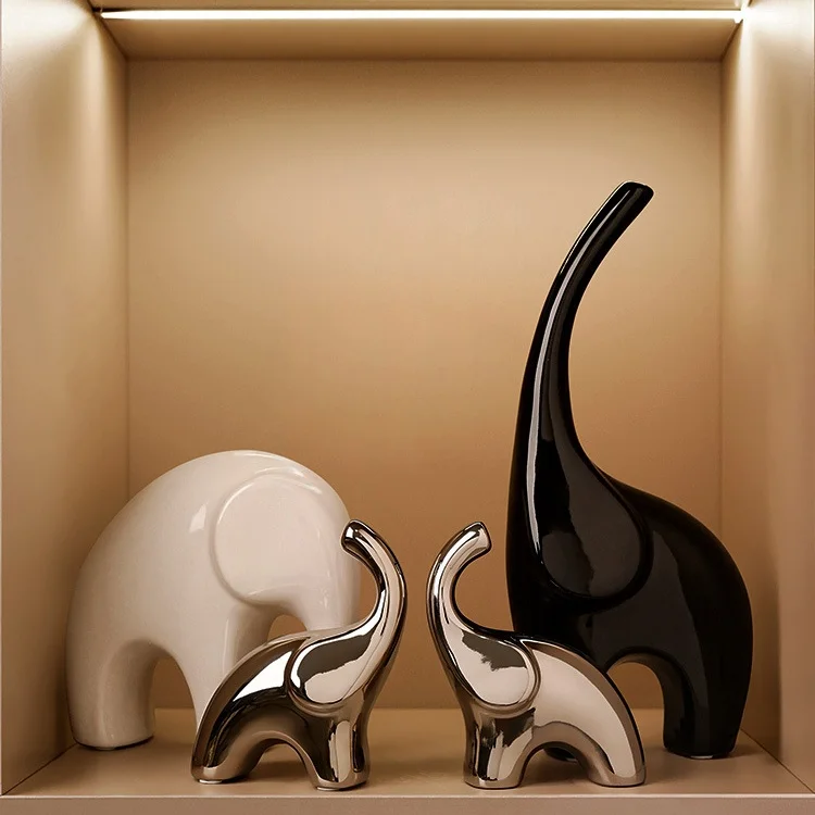 Modern Chinese Jingdezhen ceramic elephant home crafts decorations for living room wine cabinet TV cabinet housewarming gift